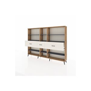 Arges Dolap 9 Raflı 3 Çekmeceli  220x30x163 Çam-antrasit/aytaşı