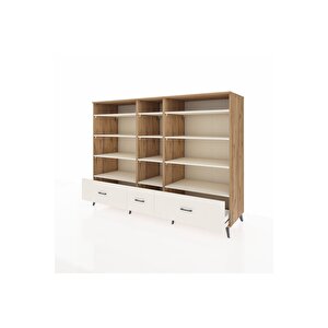 Kronos Dolap 12 Raflı 3 Çekmeceli  220x59x163 Çam-aytaşı