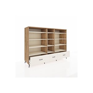Kronos Dolap 12 Raflı 3 Çekmeceli  220x59x163 Çam-aytaşı