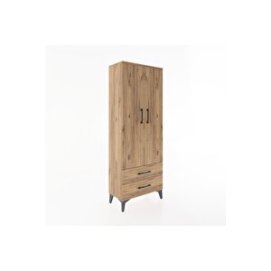 Arges Dolap 4 Raflı 2 Çekmeceli 2 Kapaklı 60x30x163 Çam-çam
