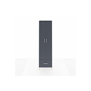 Arges Dolap 3 Raflı Tek Çekmeceli Tek Askılı 60x30x221 Antrasit-antrasit