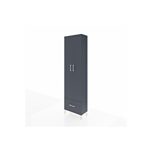 Arges Dolap 3 Raflı Tek Çekmeceli Tek Askılı 60x30x221 Antrasit-antrasit