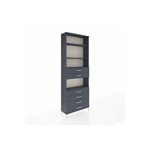 Arges Dolap 4 Raflı 6 Çekmeceli 88x30x243 Antrasit-antrasit