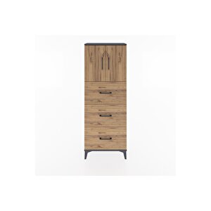 Arges Dolap 2 Raflı 3 Çekmeceli 2 Kapaklı 60x30x163 Antrasit-çam