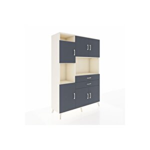 Hyperion Gardrop 8 Raflı 2 Çekmeceli 6 Kapaklı 132x44x195 Aytaşı-antrasit