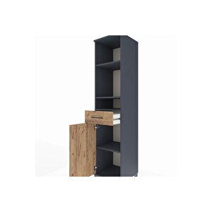 Hyperion Dolap 4 Raflı Tek Çekmeceli Tek Kapaklı 44x44x195 Antrasit-çam