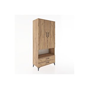 Hyperion Dolap 3 Raflı 2 Çekmeceli Tek Askılı 88x44x195 Çam-çam