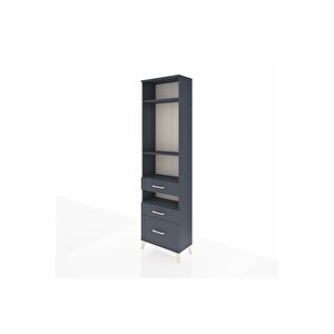 Arges Dolap 4 Raflı 3 Çekmeceli 60x30x221 Antrasit-antrasit