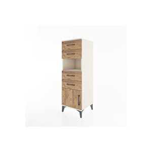 Hyperion Dolap Tek Raflı 4 Çekmeceli Tek Kapaklı 44x44x134 Aytaşı-çam