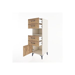 Hyperion Dolap Tek Raflı 4 Çekmeceli Tek Kapaklı 44x44x134 Aytaşı-çam