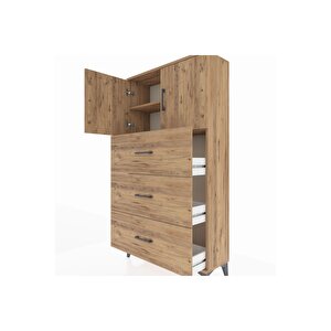 Arges Dolap 2 Raflı 3 Çekmeceli 2 Kapaklı 88x30x163 Çam-çam