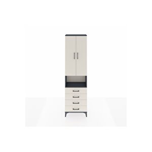 Arges Dolap 3 Raflı 4 Çekmeceli Tek Askılı 60x30x221 Antrasit-aytaşı