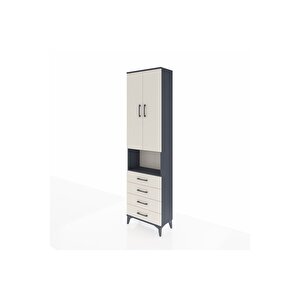 Arges Dolap 3 Raflı 4 Çekmeceli Tek Askılı 60x30x221 Antrasit-aytaşı