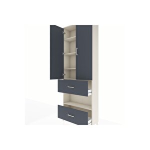 Arges Dolap 5 Raflı 2 Çekmeceli 2 Kapaklı 88x30x243 Aytaşı-antrasit