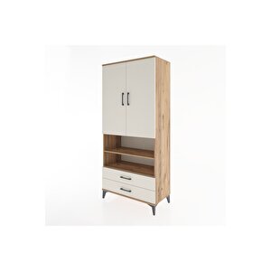 Hyperion Dolap 3 Raflı 2 Çekmeceli Tek Askılı 88x44x195 Çam-aytaşı