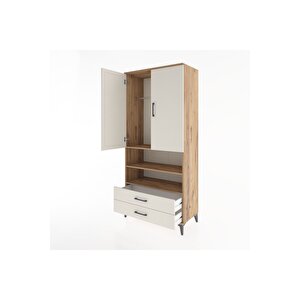 Hyperion Dolap 3 Raflı 2 Çekmeceli Tek Askılı 88x44x195 Çam-aytaşı