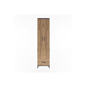 Hyperion Dolap 6 Raflı Tek Çekmeceli 2 Kapaklı 60x44x243 Antrasit-çam