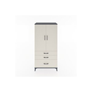 Hyperion Dolap 2 Raflı 3 Çekmeceli 2 Kapaklı 88x44x182 Antrasit-aytaşı