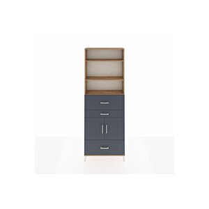 Arges Dolap 4 Raflı 3 Çekmeceli 2 Kapaklı 88x30x243 Çam-antrasit