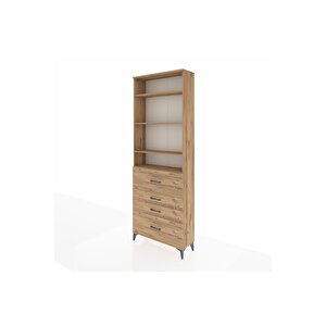 Arges Dolap 4 Raflı 4 Çekmeceli 88x30x243 Çam-çam