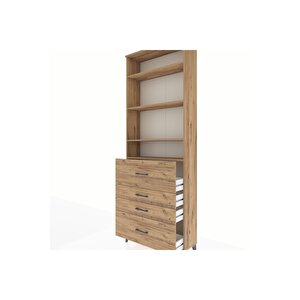 Arges Dolap 4 Raflı 4 Çekmeceli 88x30x243 Çam-çam