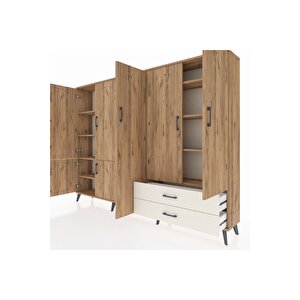 Arges Dolap 12 Raflı 2 Çekmeceli 7 Kapaklı 220x30x163 Çam-çam/aytaşı