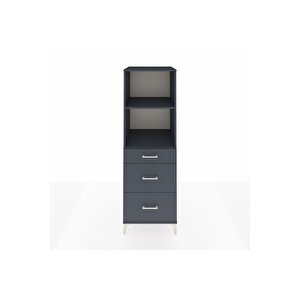 Kronos Dolap 2 Raflı 3 Çekmeceli 60x59x182 Antrasit-antrasit