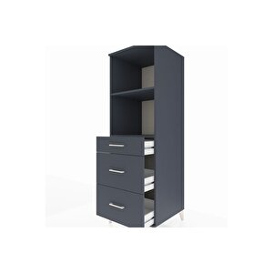 Kronos Dolap 2 Raflı 3 Çekmeceli 60x59x182 Antrasit-antrasit