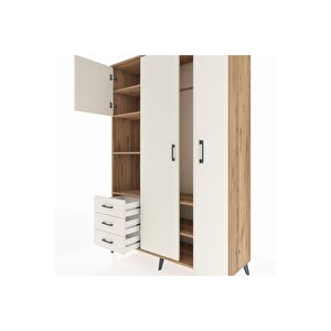 Hyperion Gardrop 6 Raflı 3 Çekmeceli Tek Askılı 132x44x195 Çam-aytaşı