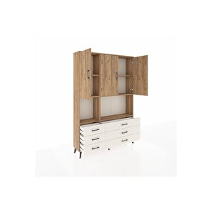 Arges Dolap 6 Raflı 6 Çekmeceli 3 Kapaklı 132x30x195 Çam-çam/aytaşı