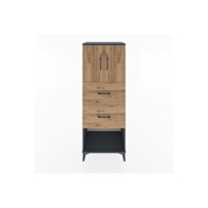 Hyperion Dolap 2 Raflı 2 Çekmeceli 2 Kapaklı 60x44x163 Antrasit-çam