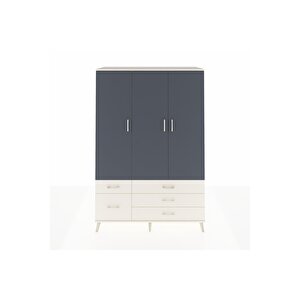 Hyperion Dolap 5 Raflı 5 Çekmeceli Tek Askılı 132x44x195 Aytaşı-antrasit/aytaşı