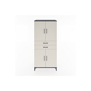 Hyperion Dolap 4 Raflı 2 Çekmeceli 4 Kapaklı 88x44x195 Antrasit-aytaşı