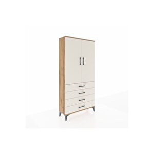 Arges Dolap Tek Raflı 4 Çekmeceli Tek Askılı 88x30x182 Çam-aytaşı