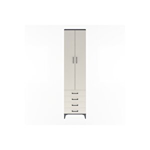 Arges Dolap 4 Raflı 4 Çekmeceli 2 Kapaklı 60x30x243 Antrasit-aytaşı