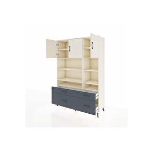 Hyperion Dolap 10 Raflı 4 Çekmeceli 3 Kapaklı 132x44x195 Aytaşı-aytaşı/antrasit