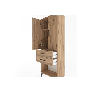 Arges Dolap 3 Raflı 2 Çekmeceli 2 Kapaklı 60x30x163 Çam-çam