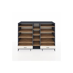 Kronos Dolap 14 Raflı 2 Çekmeceli  220x59x163 Antrasit-çam/aytaşı