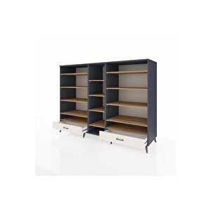 Kronos Dolap 14 Raflı 2 Çekmeceli  220x59x163 Antrasit-çam/aytaşı