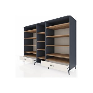 Kronos Dolap 14 Raflı 2 Çekmeceli  220x59x163 Antrasit-çam/aytaşı