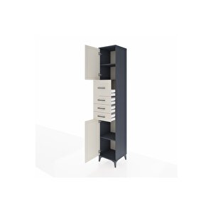 Hyperion Dolap 3 Raflı 4 Çekmeceli 2 Kapaklı 44x44x243 Antrasit-aytaşı