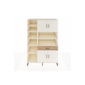 Kronos Dolap 10 Raflı Tek Çekmeceli 4 Kapaklı 132x59x195 Aytaşı-aytaşı/çam