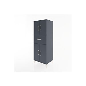 Hyperion Dolap 3 Raflı Tek Çekmeceli 4 Kapaklı 60x44x163 Antrasit-antrasit