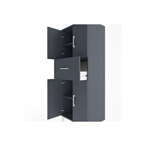 Hyperion Dolap 3 Raflı Tek Çekmeceli 4 Kapaklı 60x44x163 Antrasit-antrasit