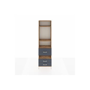 Arges Dolap 4 Raflı 3 Çekmeceli 60x30x221 Çam-antrasit