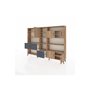 Arges Dolap 13 Raflı 3 Çekmeceli 5 Kapaklı 220x30x163 Çam-çam/antrasit