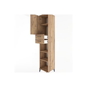 Hyperion Dolap 4 Raflı 2 Çekmeceli Tek Kapaklı 44x44x221 Çam-çam