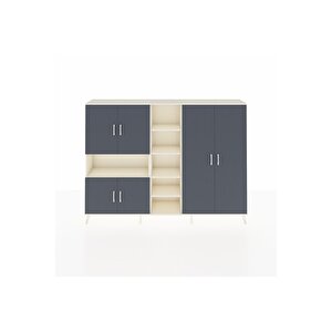 Arges Dolap 13 Raflı 6 Kapaklı 220x30x163 Aytaşı-antrasit/aytaşı
