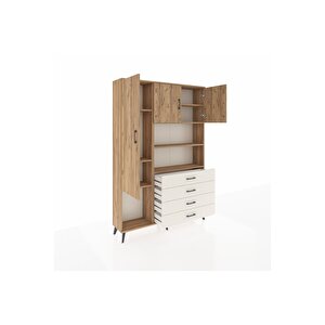 Arges Dolap 7 Raflı 4 Çekmeceli 3 Kapaklı 132x30x195 Çam-çam/aytaşı
