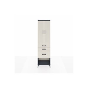 Arges Dolap 3 Raflı 3 Çekmeceli 2 Kapaklı 60x30x221 Antrasit-aytaşı